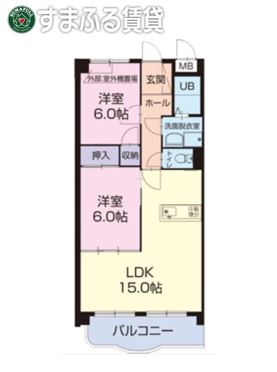 ISO GAIグランドエィワンA(2LDK/2階)の間取り写真