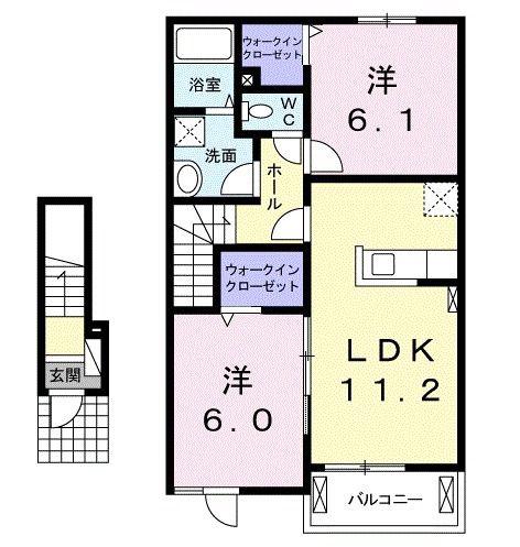 サニー・メゾン・ルポゼ(2LDK/2階)の間取り写真