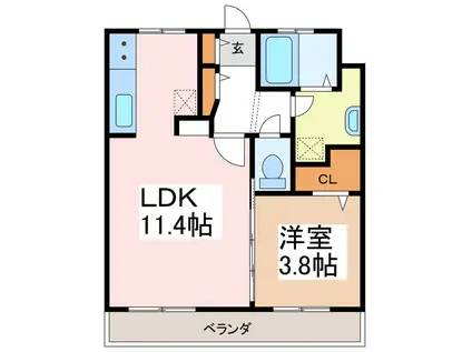 ドエルエムケイ(1LDK/2階)の間取り写真