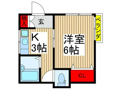 ホワイトハウス(1K/1階)の間取り写真