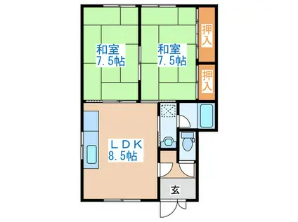 メゾン八軒(2LDK/2階)の間取り写真