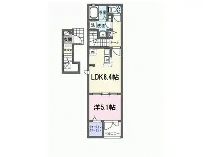 サンフィールド(1LDK/2階)の間取り写真