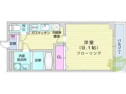 セレッソ(1K/2階)の間取り写真