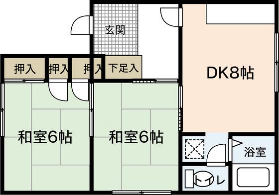 ヴィラ天神(2DK/2階)の間取り写真