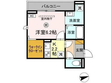 D-ROOM文京(1K/2階)の間取り写真