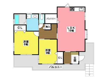 小野原西1丁目アパート(2LDK/2階)の間取り写真