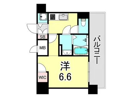 アドバンス神戸マーレ(1K/6階)の間取り写真