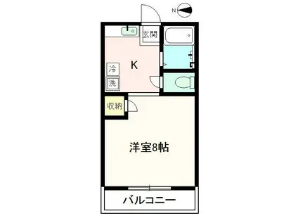 ラージヒル(1DK/2階)の間取り写真