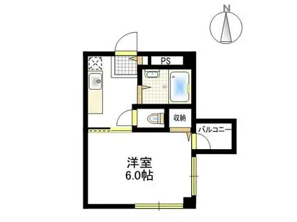 グランデュール野田屋町(1K/2階)の間取り写真