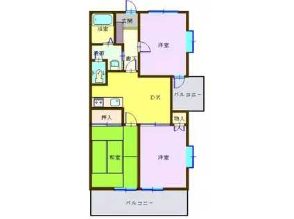 メゾンサルート(3DK/2階)の間取り写真