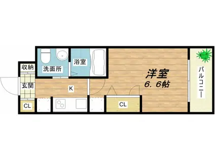 アーデンタワー本町イースト(1K/14階)の間取り写真