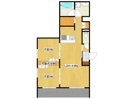 PREMIUM MAISON光プレミアムメゾンヒカリ(2LDK/1階)の間取り写真