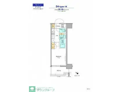 プラウドフラット両国サウス(1K/8階)の間取り写真