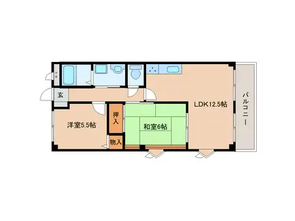 コンフォート法隆寺II(2LDK/2階)の間取り写真