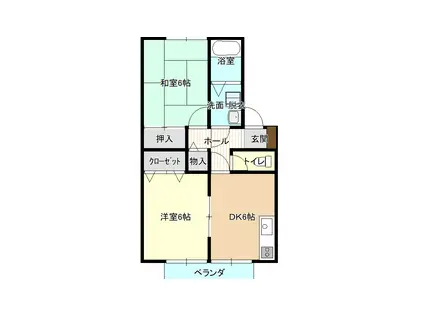 ソレイユ壱番館(2DK/2階)の間取り写真