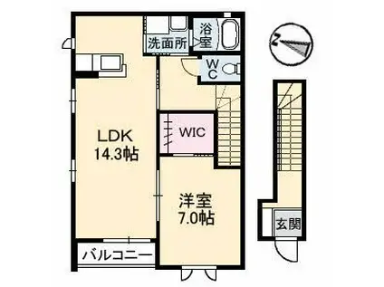 グレイシャス(1LDK/2階)の間取り写真