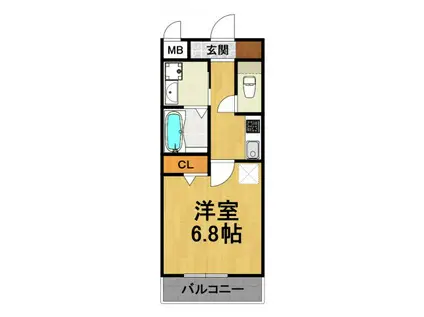 ヴィラ甲東園(1K/3階)の間取り写真