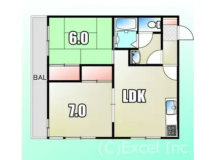 第2ともえビル(2LDK/4階)の間取り写真