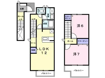 カルフールA(2LDK/2階)の間取り写真
