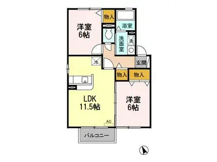 ロイヤルガーデン沢村DEF(2LDK/2階)の間取り写真