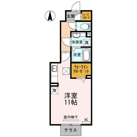 ボンジュール本陣(ワンルーム/1階)の間取り写真