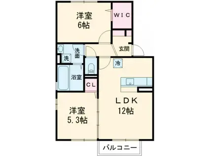 ウィットエブリ C棟(2LDK/2階)の間取り写真