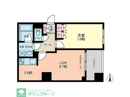 ヴィアーレ四谷(1LDK/2階)の間取り写真