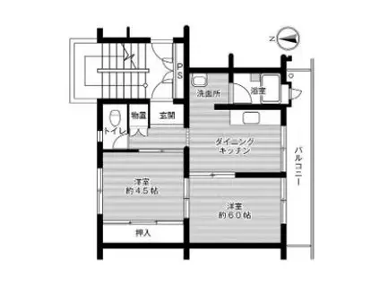 ビレッジハウス広江2号棟(2DK/4階)の間取り写真