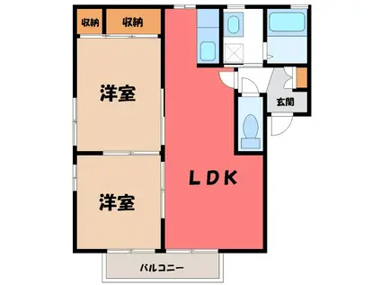 リビエラC(2LDK/2階)の間取り写真
