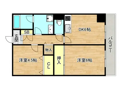 メゾンロワジールKS(2DK/4階)の間取り写真