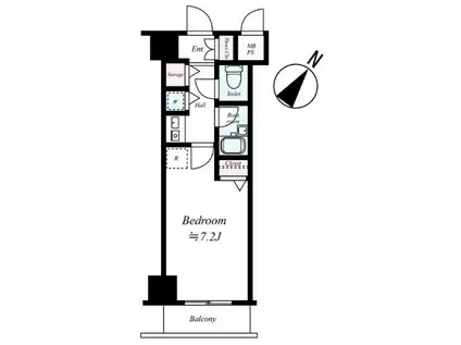 グランド・ガーラ笹塚(1K/2階)の間取り写真