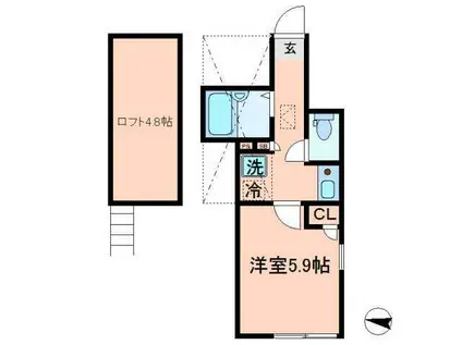 シエール江北(1K/1階)の間取り写真