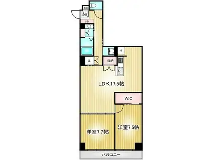 ライオンズマンション久屋公園(2LDK/6階)の間取り写真