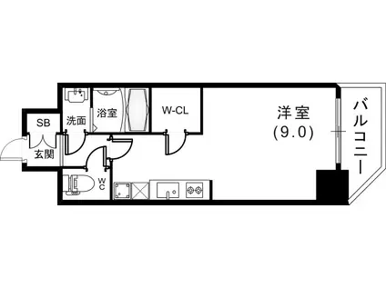 アプリーレ元町ウエスト(ワンルーム/1階)の間取り写真