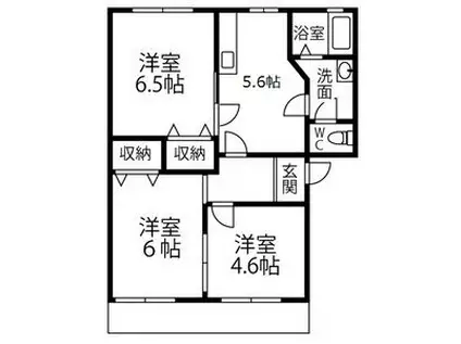 パークハウスNIWA A(3K/1階)の間取り写真