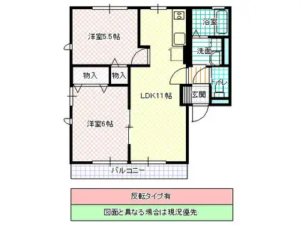 サン・プレイスH.F II(2LDK/2階)の間取り写真