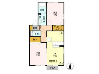 ファミールK・SII(2DK/1階)の間取り写真