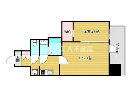 ファーストフィオーレ九条II(1DK/4階)の間取り写真