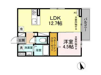 D-ROOMグランデフォンテーヌ 201(1LDK/2階)の間取り写真