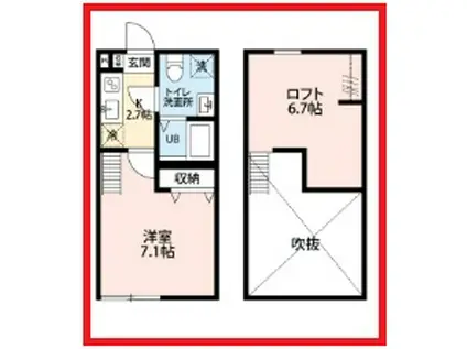 コンソラトーリア扇大橋(1K/1階)の間取り写真