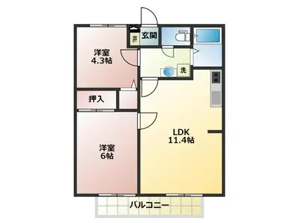 パナハイツSAKURA(2LDK/1階)の間取り写真