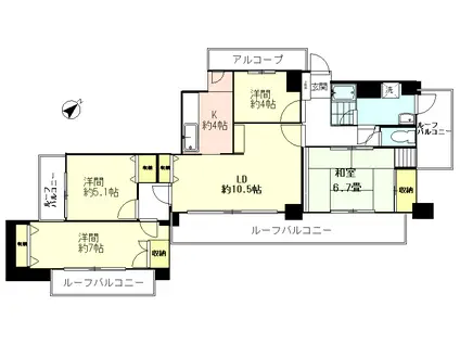 ヴィラコヤス壱番館(4LDK/6階)の間取り写真