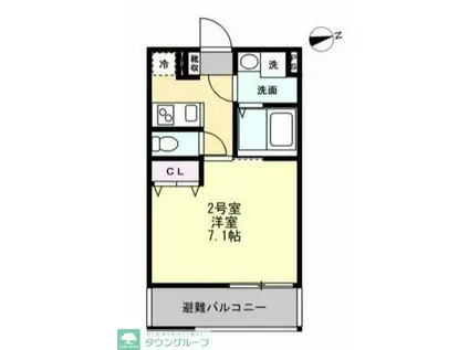 ベイルームヒルズ三ツ境(1K/2階)の間取り写真