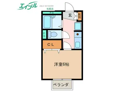 FIORE(1K/1階)の間取り写真