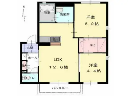 ヴィラ サニーサイド(2LDK/1階)の間取り写真