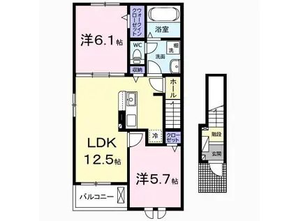 アルコパレーノII(2LDK/2階)の間取り写真