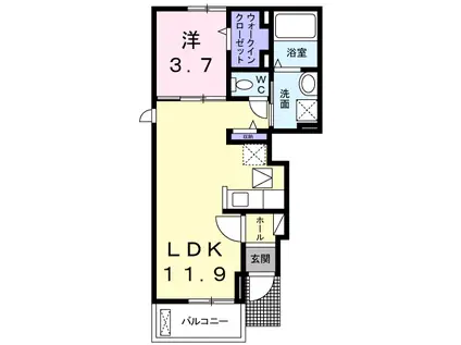 コ一ポM A棟(1LDK/1階)の間取り写真