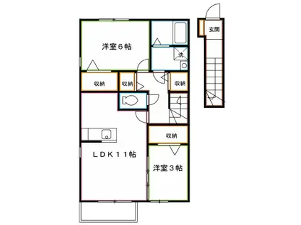 セレッソ東小金井(2LDK/2階)の間取り写真