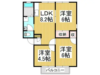 アーバンのぐちB(3LDK/1階)の間取り写真