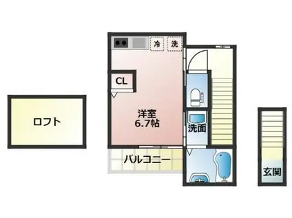 リッチライフ箕岡通(ワンルーム/1階)の間取り写真